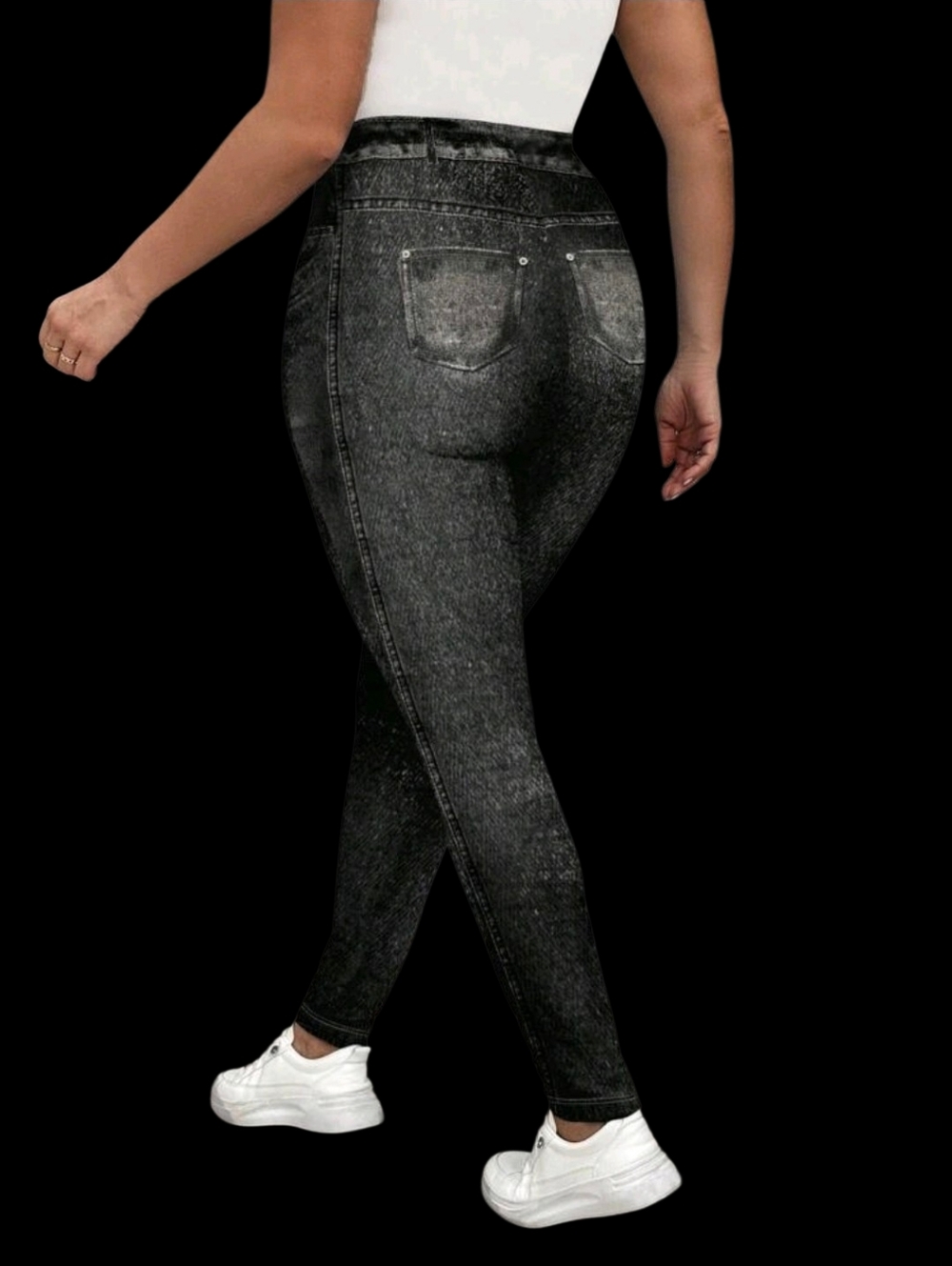 Curvy ▪︎ High-Waist Jeans Leggings ▪︎ Black ▪︎ Sz XL